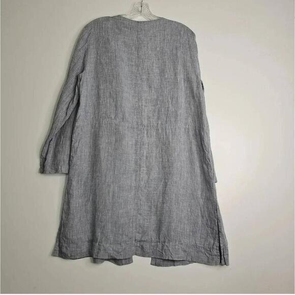 Eileen Fisher Organic Linen Blue Open Front Jacket Cardigan Size Small - Picture 5 of 5